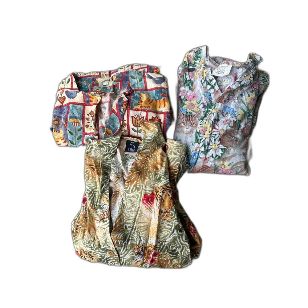 Vintage Novelty Animal Scrub Tops Bundle Barco Sassy Cottonality Women Unisex S